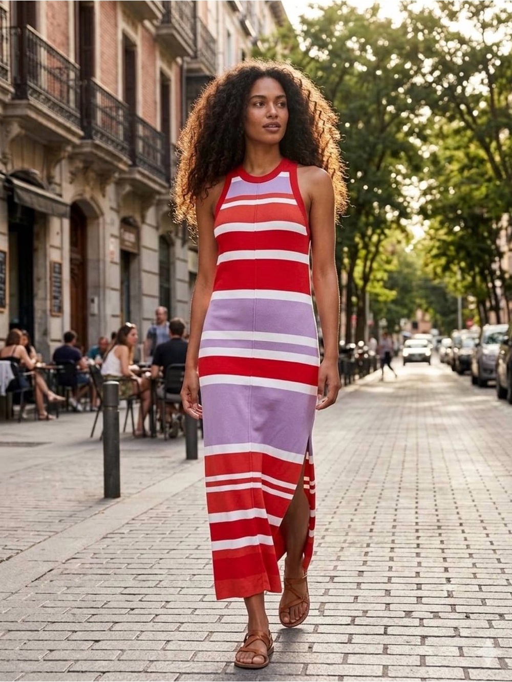 The Drop Womens Gabriela High Neck Cut-in A-line Side-Slit Maxi Sweater Dress